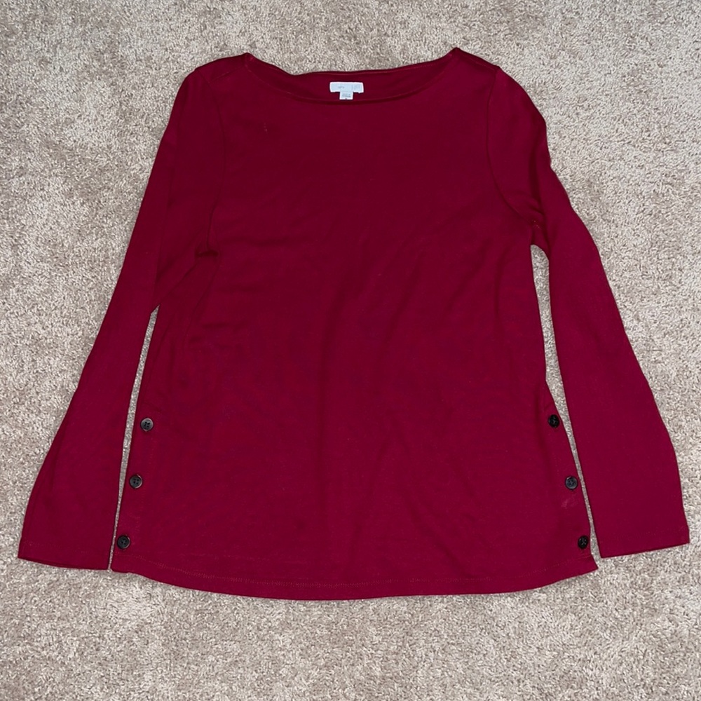 J. Jill ponte knit boat neck top size M brick red long sleeves CLASSIC